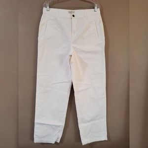 Christopher & Banks Womens High Rise Pleated Jeans Size 14 White Tapered Leg